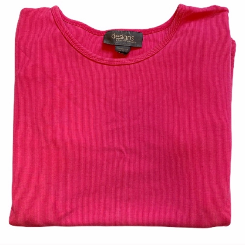 FINALSALE Lane Bryant Ribbed Pink Short Sleeve Tee